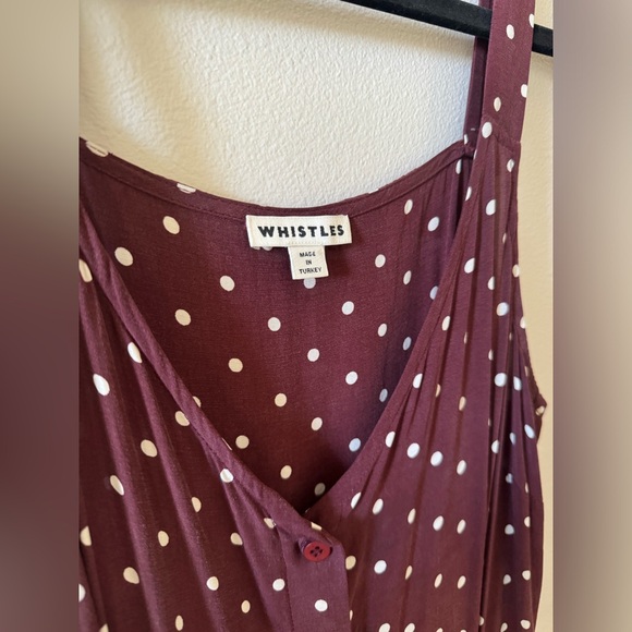 Whistles UK Burgundy Polka Dot Maxi Dress Luxe 90s Vibe - Picture 5 of 14